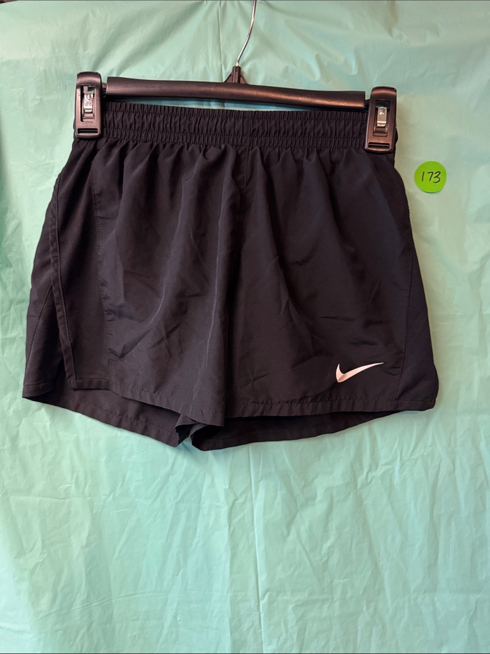 Nike Kids Black Athletic Running Shorts with White Swoosh